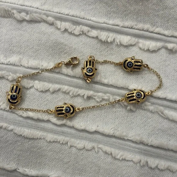 Solid 14k gold Hamsa evil eyes protection yellow gold bracelet.NEW
Stamp:585/14K - Picture 3 of 9